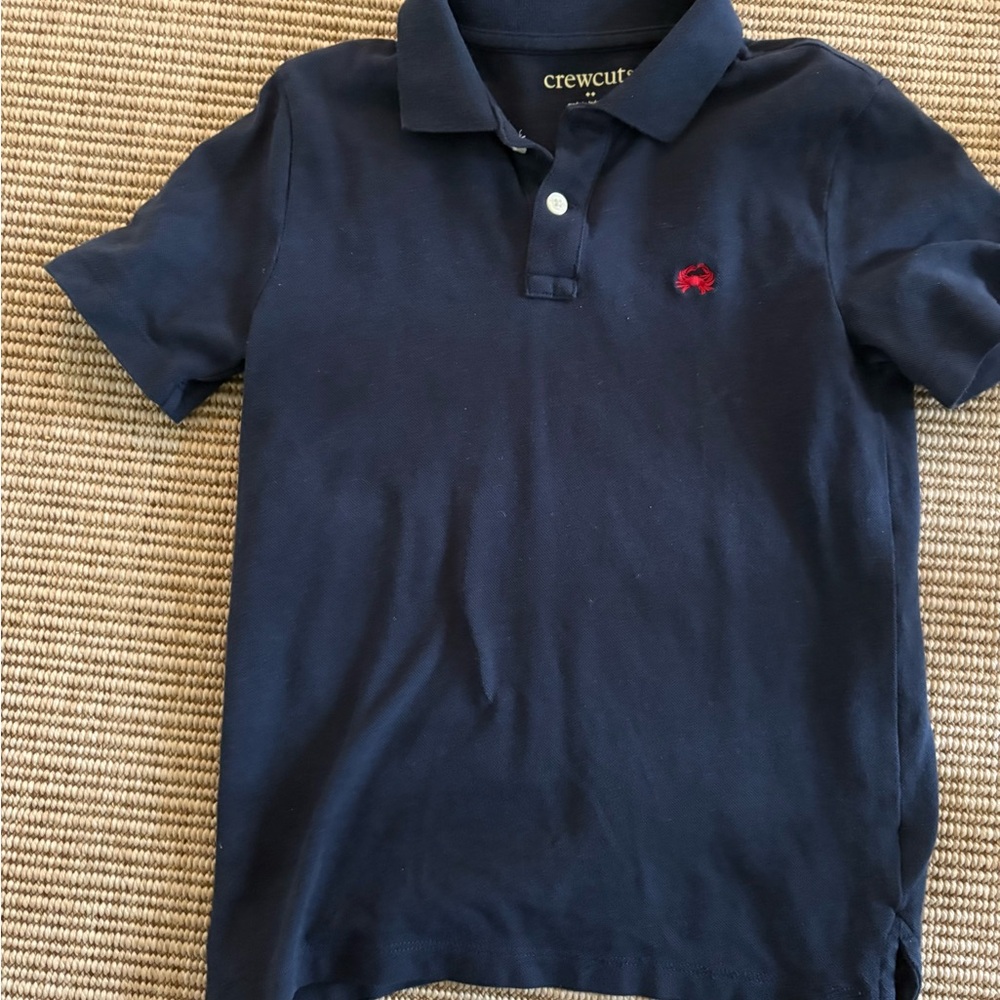 Crewcuts Navy Blue Kids Polo Shirt with 🦀 crab